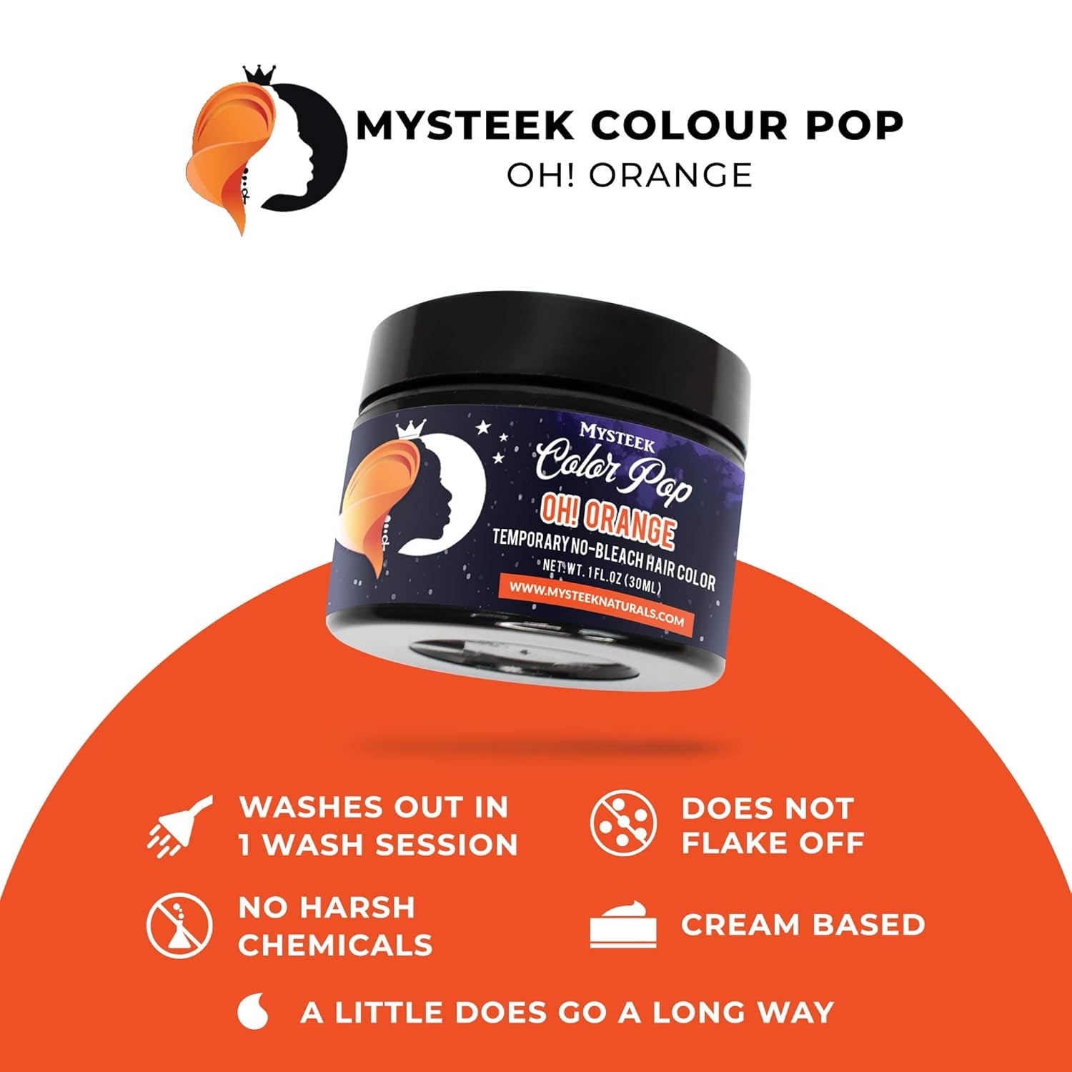 Mysteek Color Pop Temporary Hair Color (Orange) 1 oz