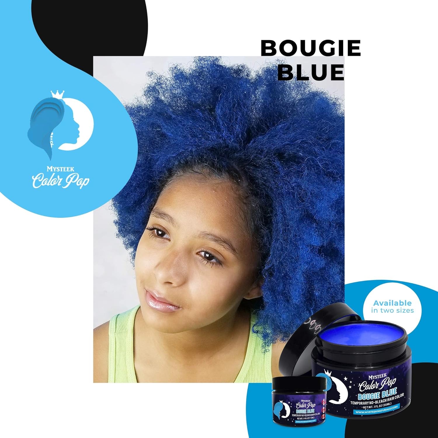 Mysteek Color Pop Temporary Hair Coloring (1 Fl Oz, Bougie Blue)