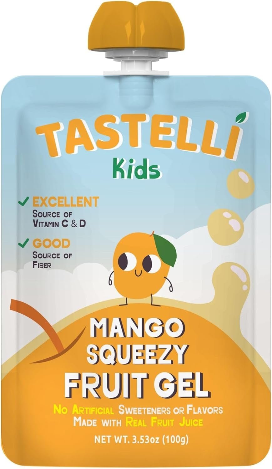 Kids Squeezy Fruit Gel (MANGO) , Made with REAL Fruit Juice,  (Pack of 10)