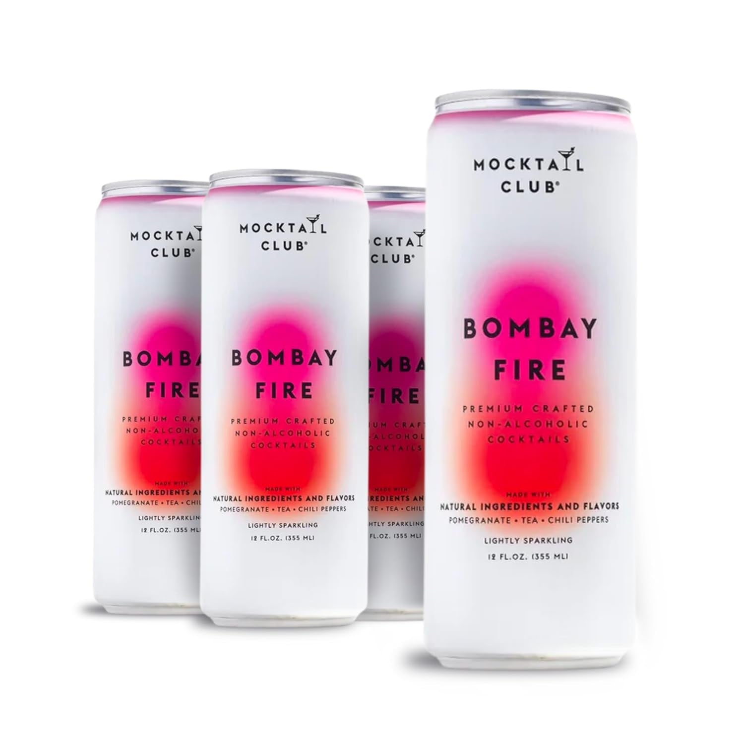 Bombay Fire Non-Alcoholic Sparkling Craft Cocktail - 4X12 Oz Cans | Natural Pomegranate, Caffeine-Free Tea, Agave, & Chili