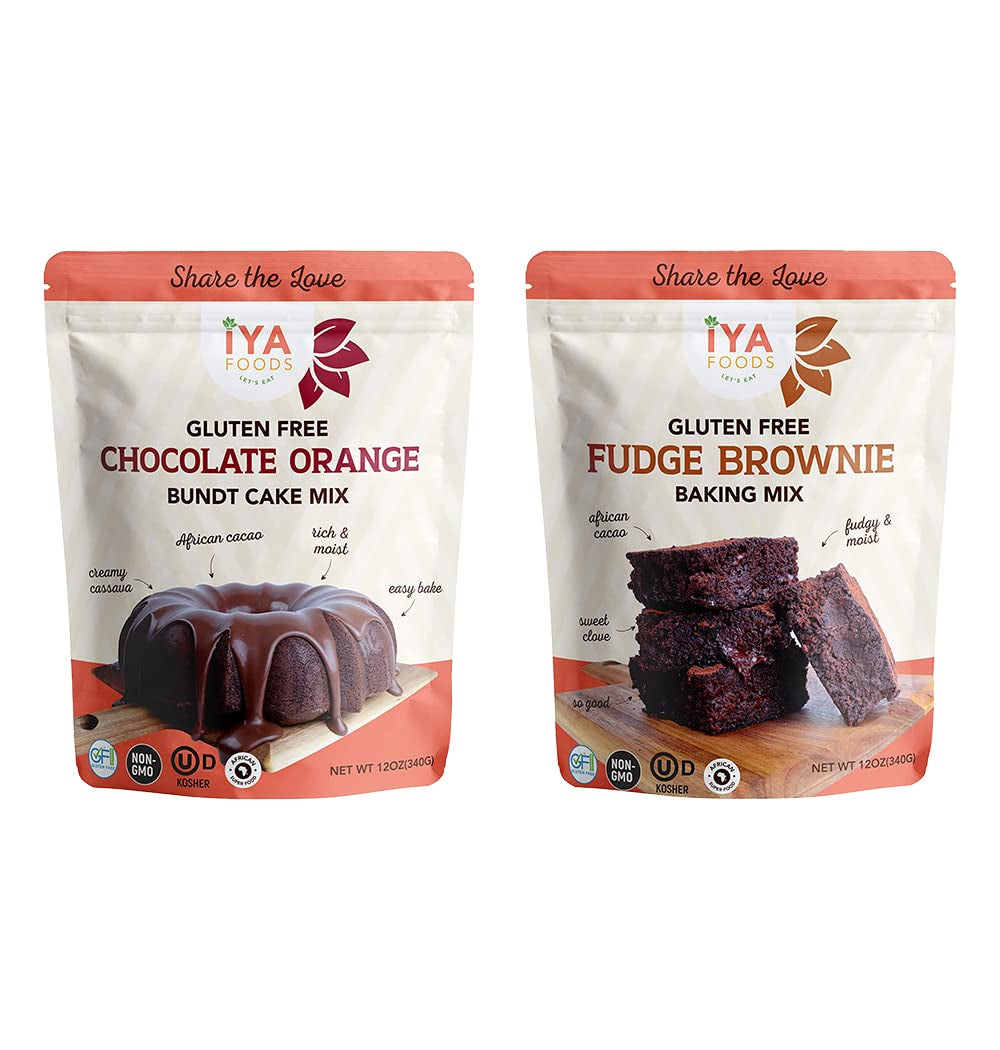 Chocolate Orange Bundt Cake Mix & Fudge Brownie Baking Mix 12Oz (Pack of 2)