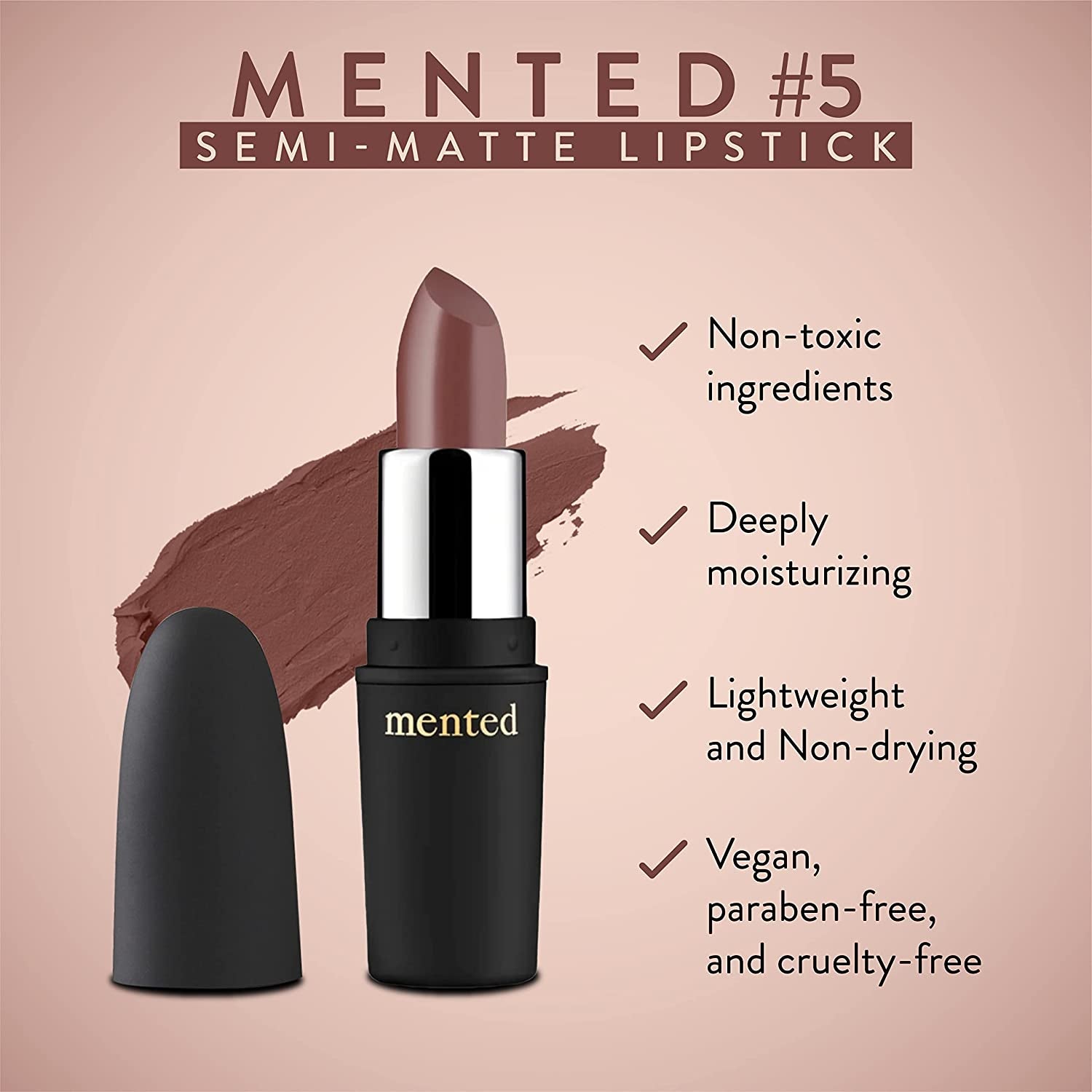 Semi Matte Nude Lipstick (Pink & Brown)   No. 5 