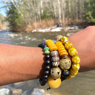 Men's African Beaded Stretch Bracelet Black