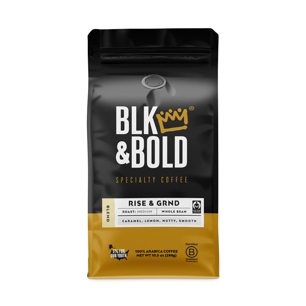  Rise & GRND Coffee Blend | Fair Trade Certified | Medium Roast | Whole Bean Coffee | 12 Oz. Bag