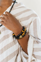 Men's African Beaded Stretch Bracelet Black