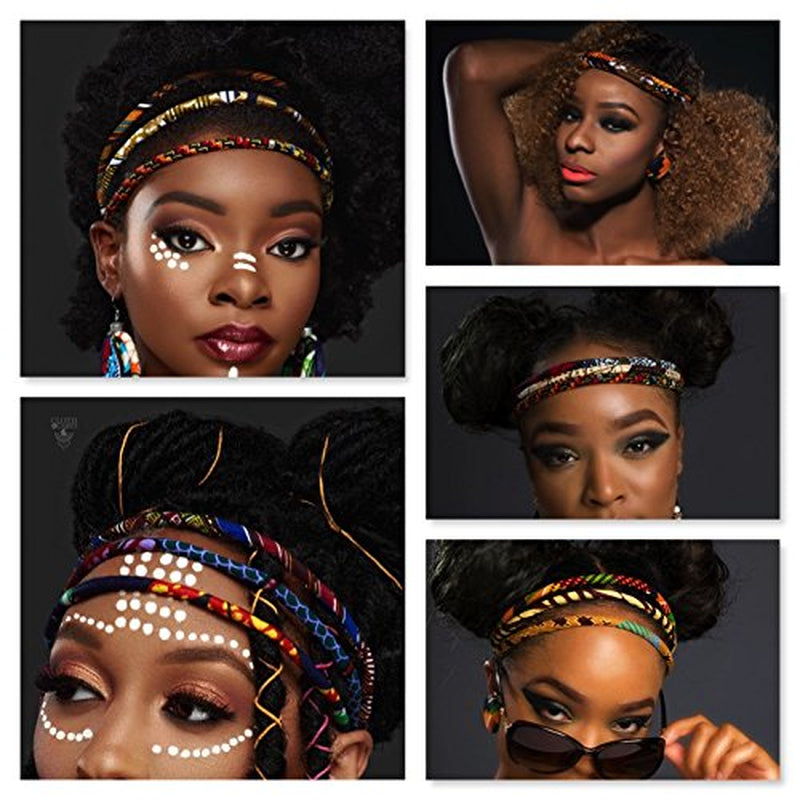 Kente Blue and Black African Print Headband 